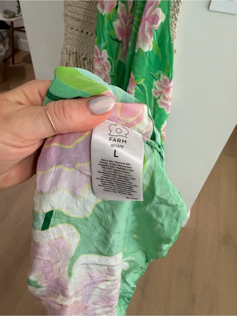 FARM Rio Bright Green One-Shoulder Floral Maxi Dress with Pink Blooms - Picture 5 of 6